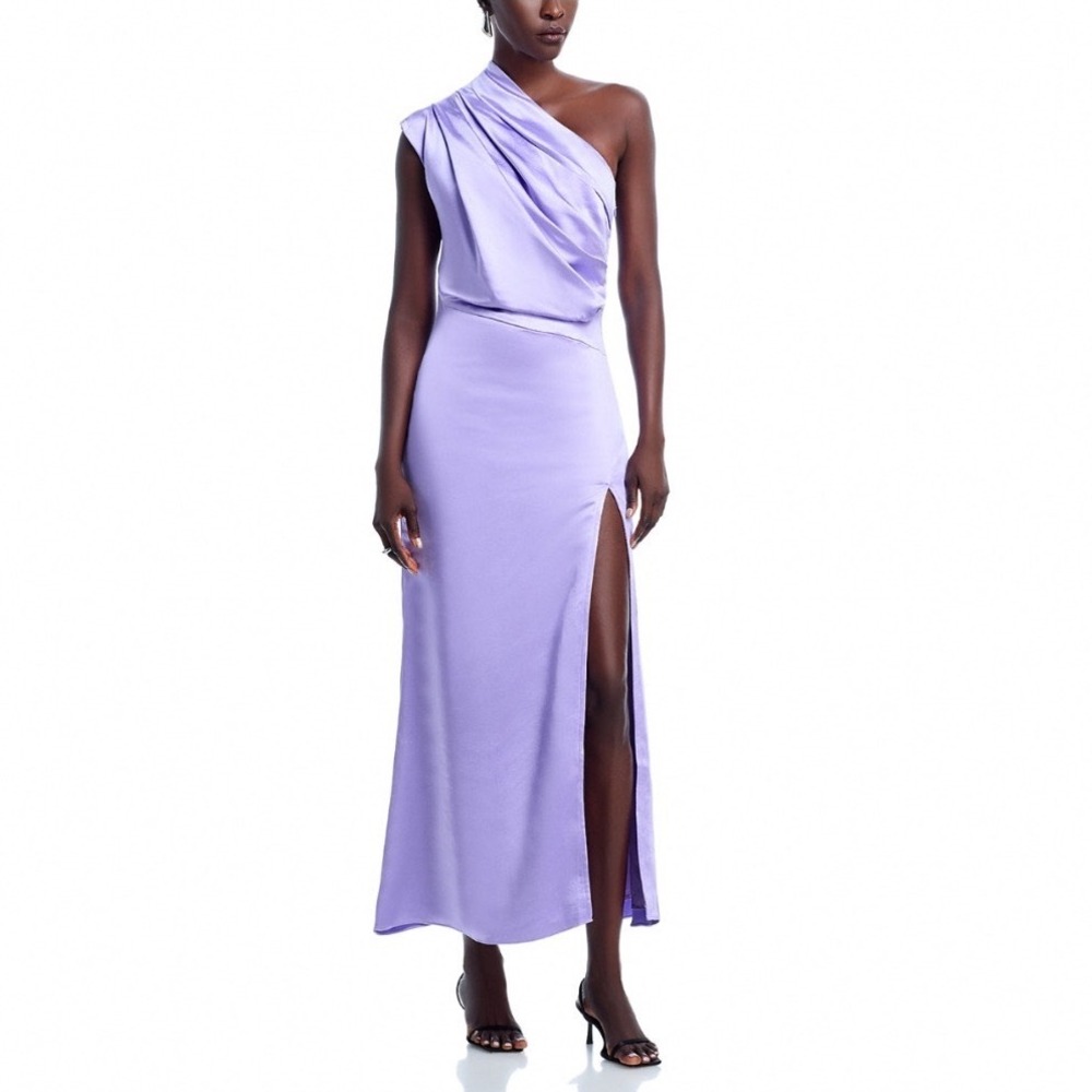 ELLIATT Ana Gown Lilac Purple Satin One Shoulder Ruched Maxi Dress ED7042537 S